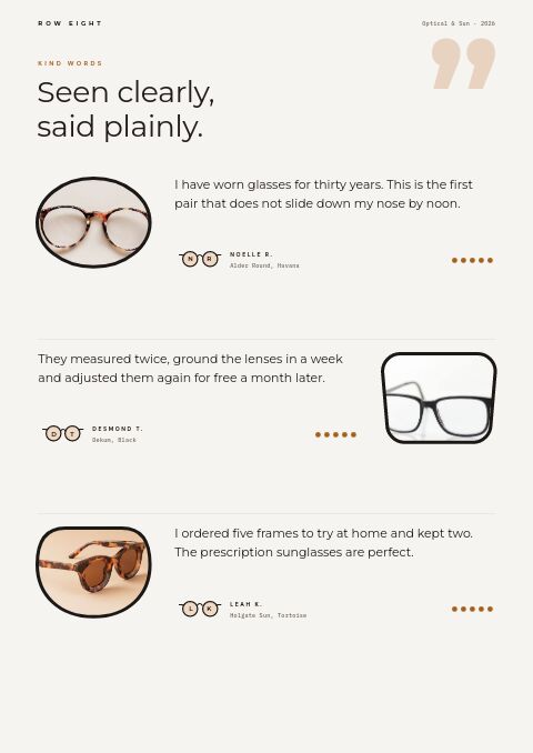 Eyewear Premium — Testimonials page