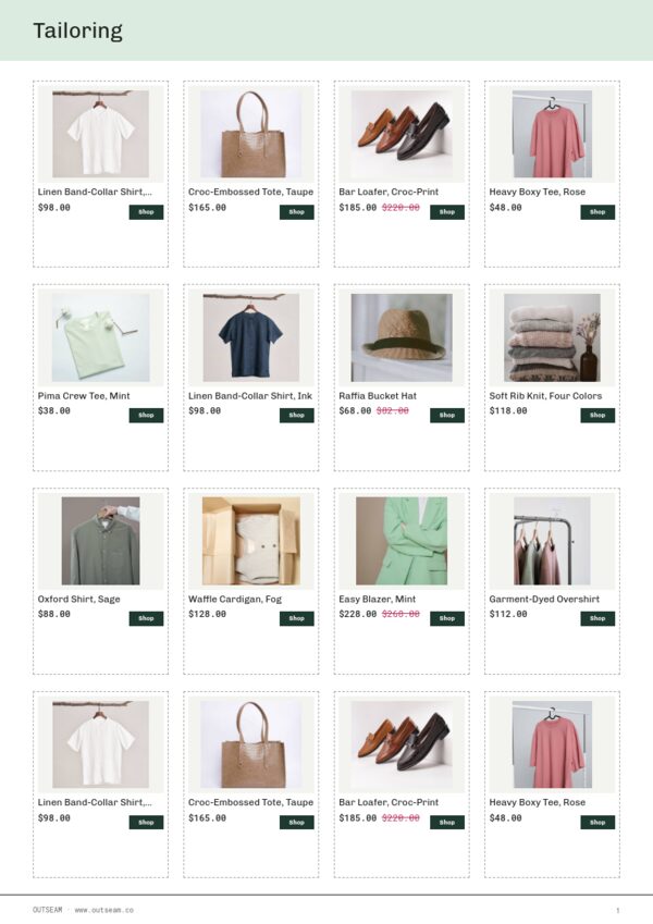 Fashion Premium — product page, 4 × 4 grid