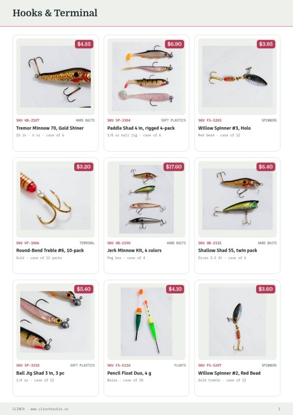 Fishing Premium — product page, 3 × 3 grid