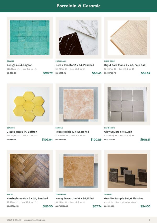Flooring & Tile Premium — product page, 3 × 3 grid