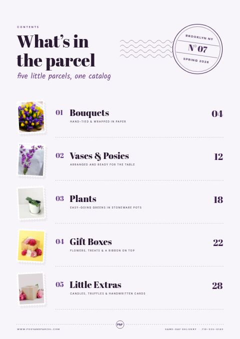 Flowers & Gifts Premium — Contents page