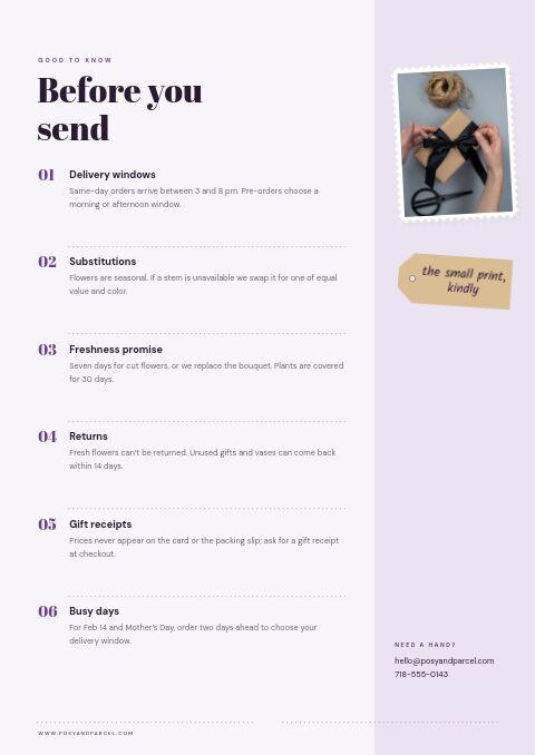 Flowers & Gifts Premium — Notes / Terms page