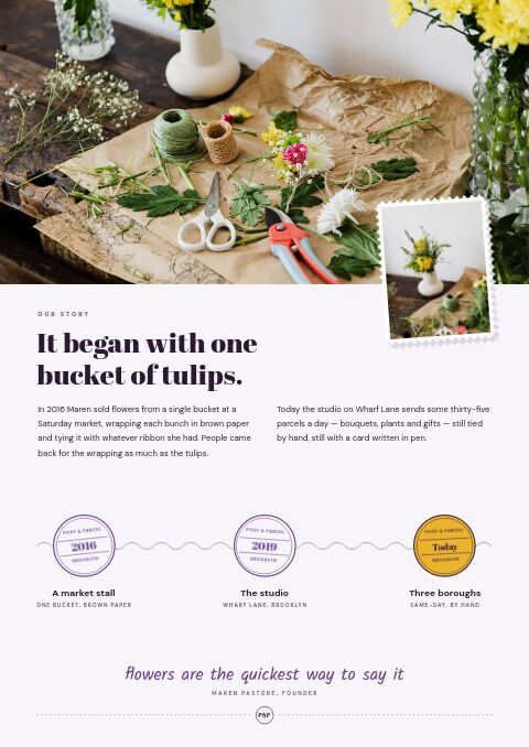 Flowers & Gifts Premium — Brand Story page