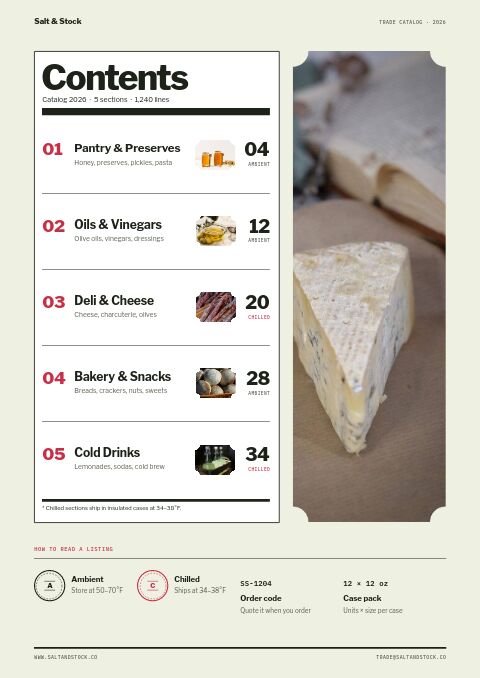 Food & Beverage Premium — Contents page