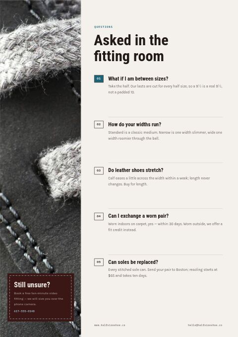 Footwear Premium — FAQ page