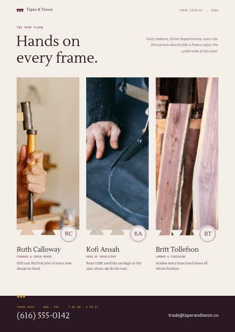 Furniture Premium — Meet the Team page