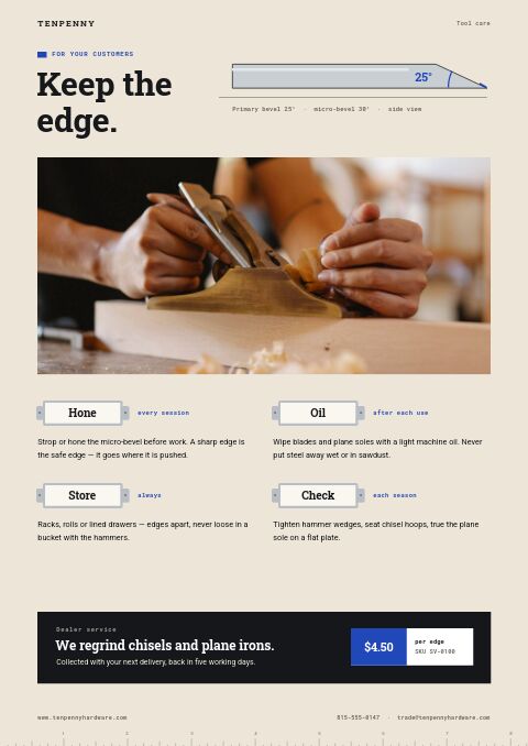 Hardware & Tools Premium — Care Instructions page