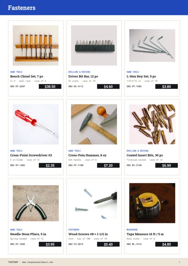 Hardware & Tools Premium — product page, 3 × 3 grid