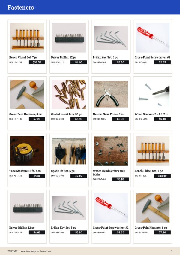 Hardware & Tools Premium — product page, 4 × 4 grid