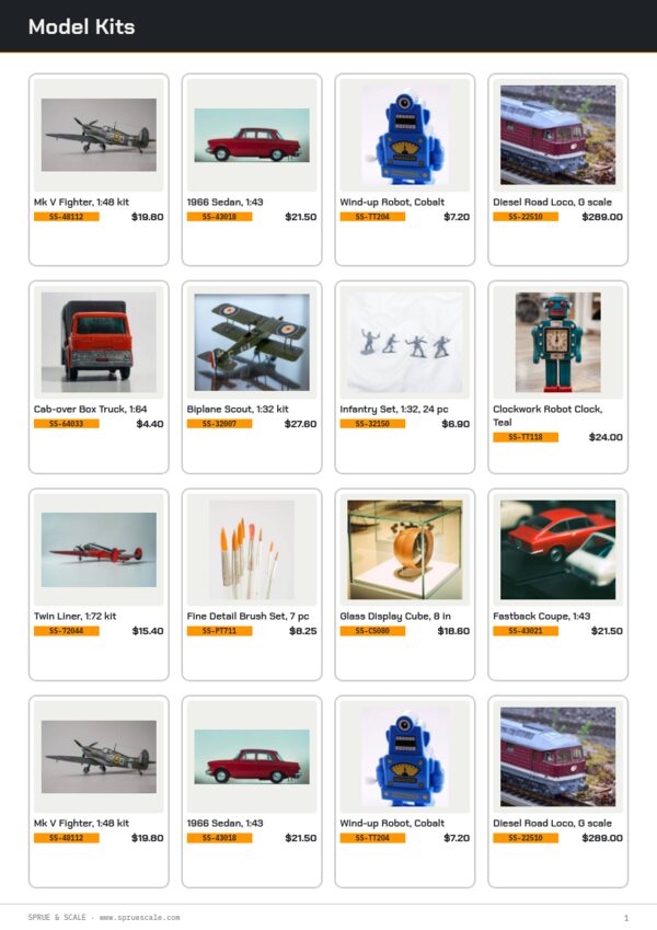 Hobby & Collectibles Premium — product page, 4 × 4 grid