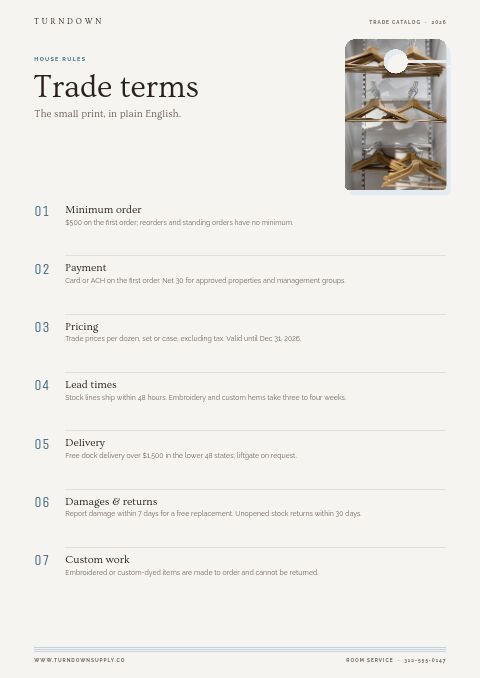 Hotel Supplies Premium — Notes / Terms page