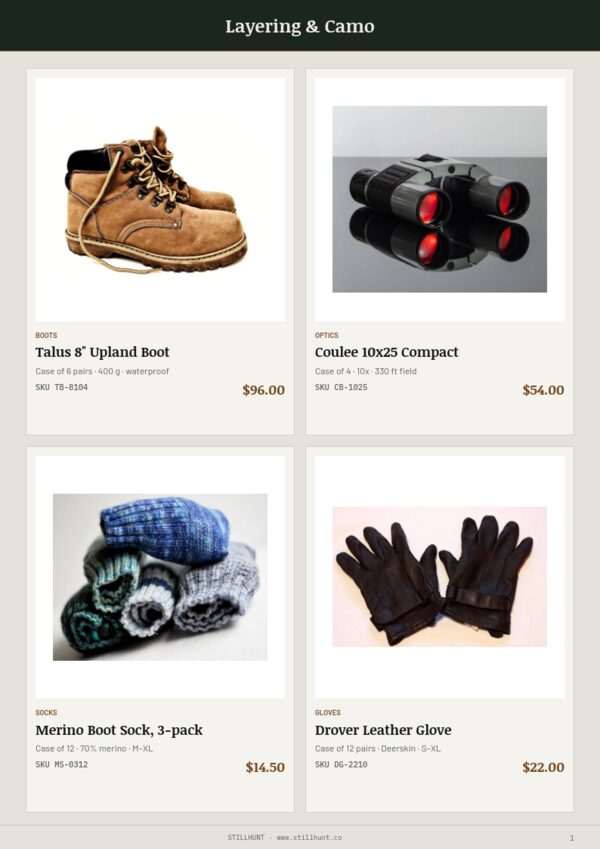 Hunting Premium — product page, 2 × 2 grid