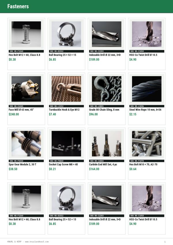 Industrial Supplies Premium — product page, 4 × 4 grid