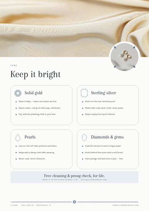 Jewelry Premium — Care Instructions page