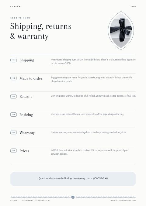 Jewelry Premium — Notes / Terms page