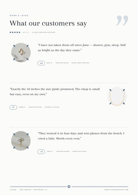 Jewelry Premium — Testimonials page