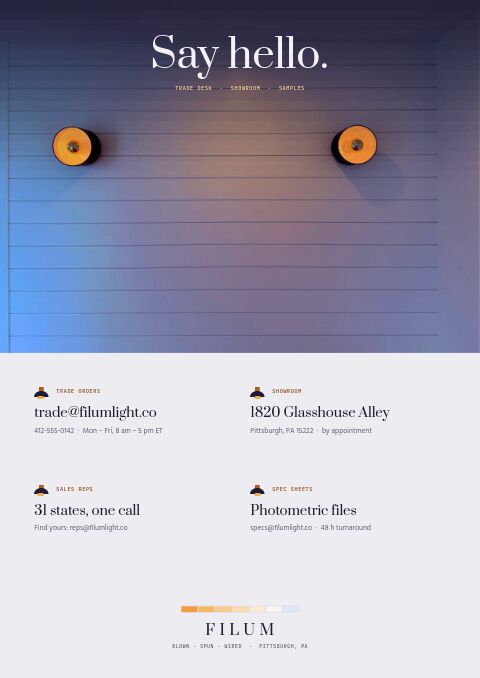 Lighting Premium — Contact / Info page