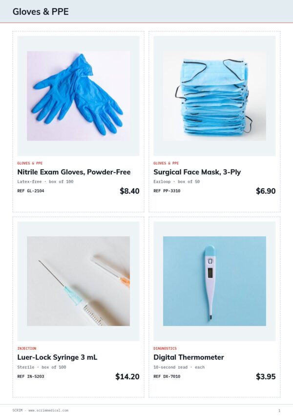 Medical Supplies Premium — product page, 2 × 2 grid
