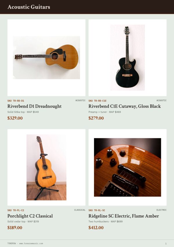 Music & Instruments Premium — product page, 2 × 2 grid