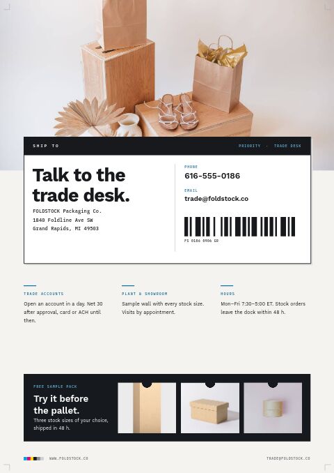 Packaging Premium — Contact / Info page