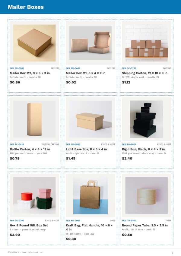 Packaging Premium — product page, 3 × 3 grid