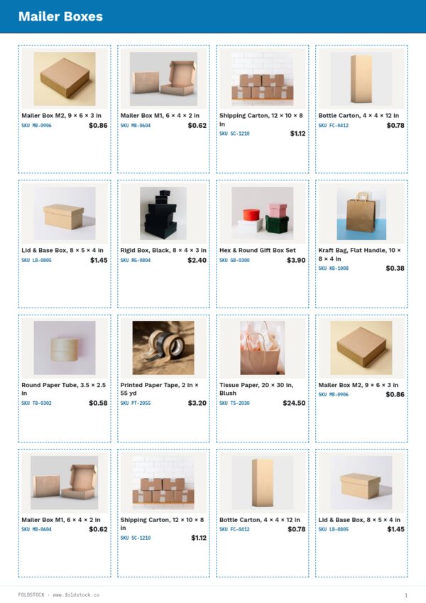 Packaging Premium — product page, 4 × 4 grid