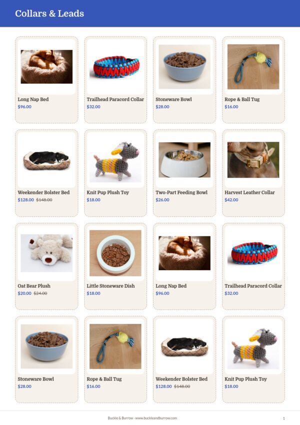 Pet Supplies Premium — product page, 4 × 4 grid