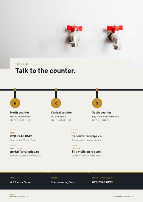 Plumbing Supplies Premium — Contact / Info page
