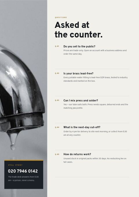 Plumbing Supplies Premium — FAQ page