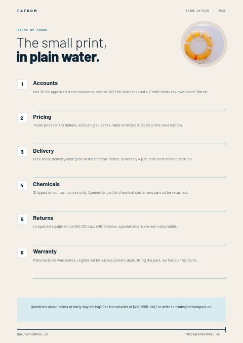 Pool & Spa Premium — Notes / Terms page
