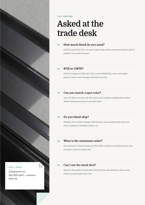 Printing Services Premium — FAQ page
