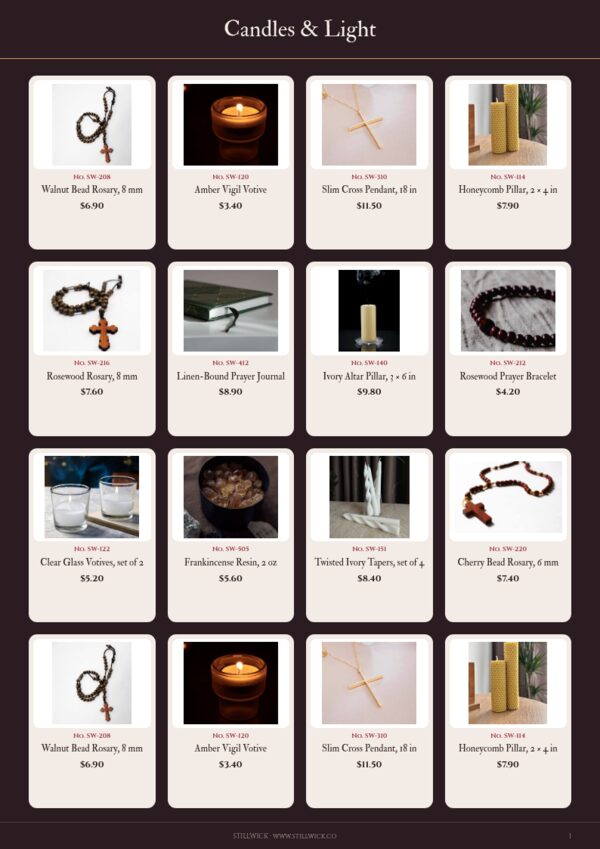 Religious Products Premium — product page, 4 × 4 grid