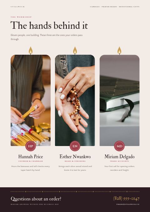 Religious Products Premium — Meet the Team page