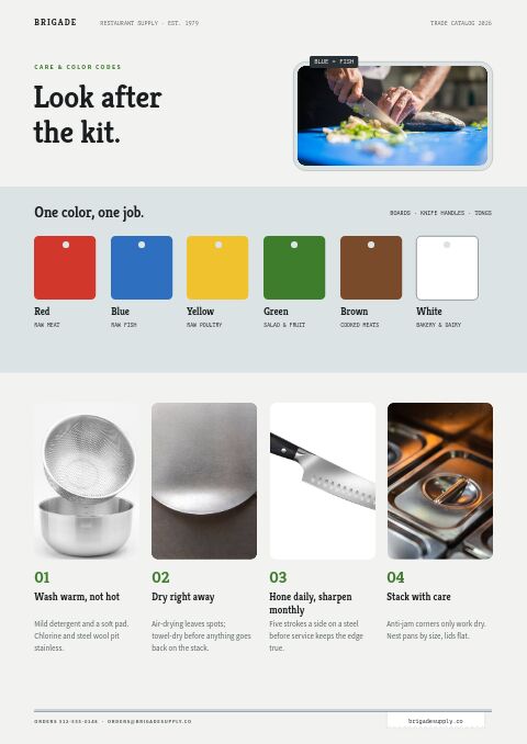 Restaurant Supplies Premium — Care Instructions page