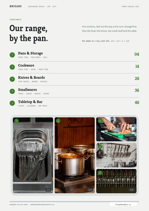 Restaurant Supplies Premium — Contents page