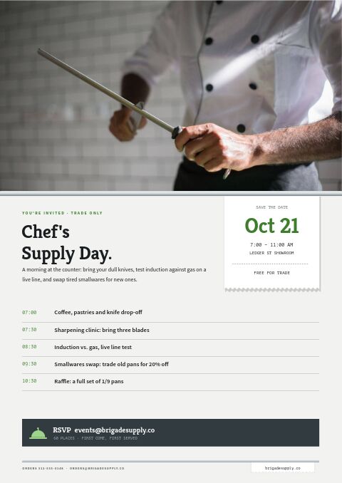 Restaurant Supplies Premium — Event / Launch page