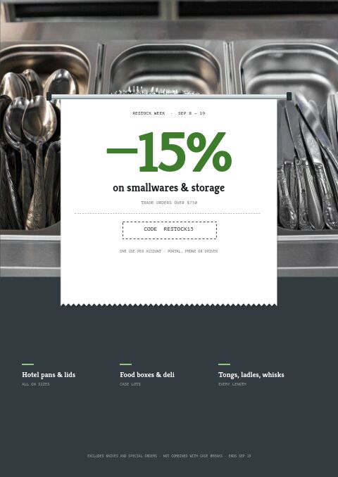 Restaurant Supplies Premium — Promo / Sale page