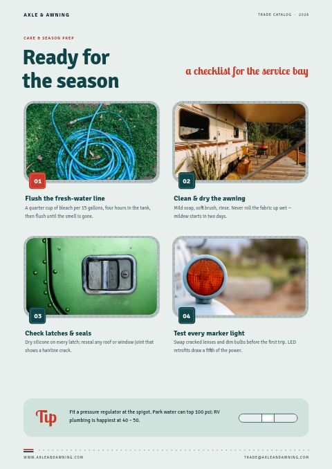 RV & Camping Equipment Premium — Care Instructions page