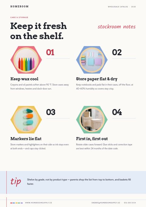 School Supplies Premium — Care Instructions page