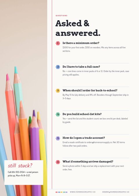 School Supplies Premium — FAQ page