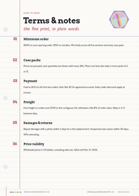 School Supplies Premium — Notes / Terms page