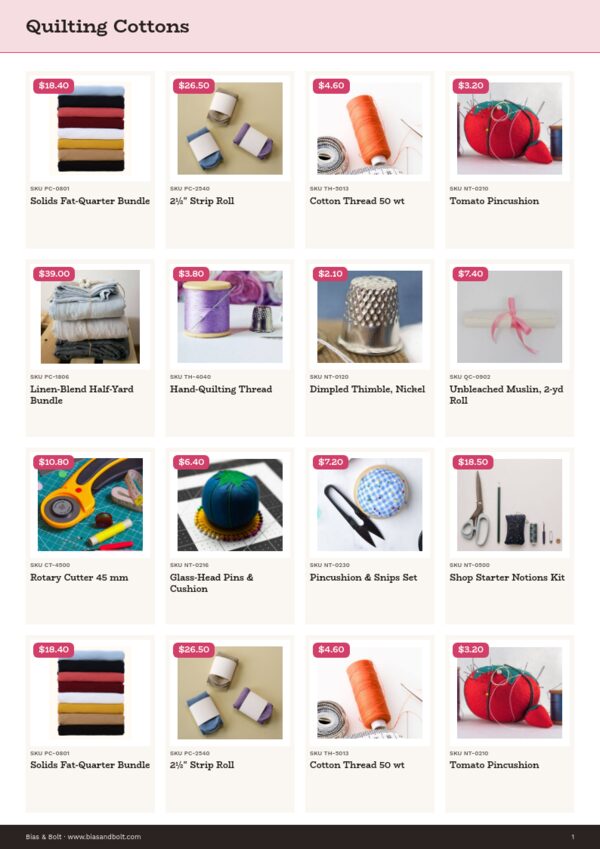 Sewing & Quilting Premium — product page, 4 × 4 grid
