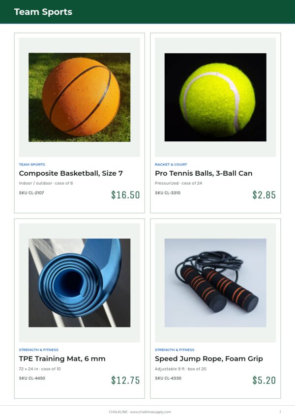 Sports & Outdoors Premium — product page, 2 × 2 grid