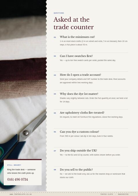 Textiles & Fabrics Premium — FAQ page