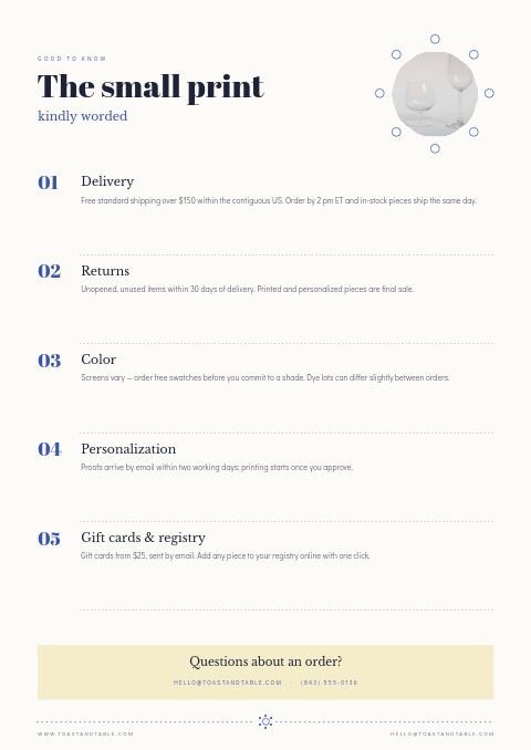 Wedding Supplies Premium — Notes / Terms page
