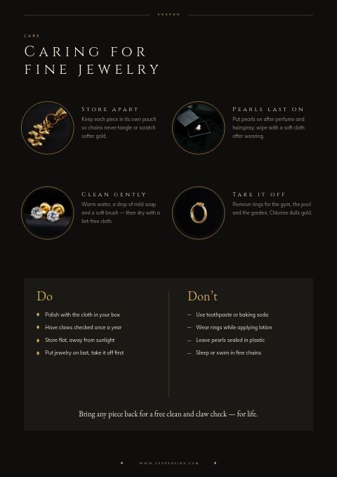 Jewelry & Accessories — Care Instructions page