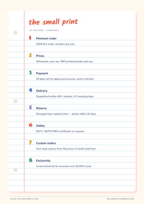 Kids & Toys — Notes / Terms page