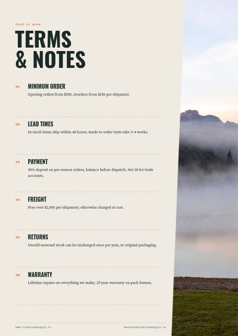 Outdoor & Adventure — Notes / Terms page