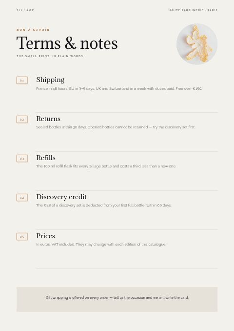 Perfume & Fragrance — Notes / Terms page
