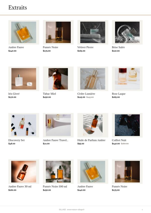 Perfume & Fragrance — product page, 4 × 4 grid